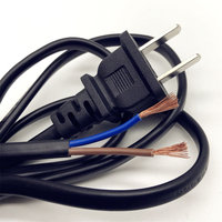 Cable de alimentación de 2 clavijas redondas para EE. UU., 2 núcleos de 0.75mm², 1.5m, enchufe de dos orificios, cable de conexión con extremo de cable desnudo