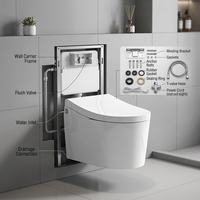 WC intelligent mural sans bride à siphon P de 180 mm, homologué CE, avec bidet intégré, pour projets hôteliers et résidentiels européens