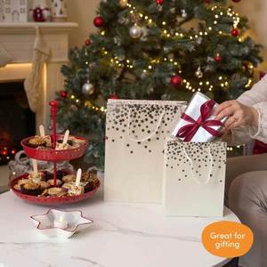 Sacs en papier personnalisés imprimés, sacs cadeaux en papier kraft blanc de luxe en carton pour sacs de shopping avec votre propre logo - Product Image 4