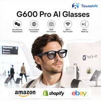 Lunettes connectées G600 Pro avec caméra IA, enregistrement audio, 13MP, WiFi6, assistant vocal, musique et appels – Dispositif portable