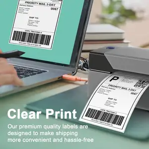 Recyclable Waterproof 1000 Labels 4"x 6" Direct Thermal Labels Perforated 3" Core Shipping Labels