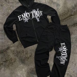 Conjunto Deportivo Personalizado de Dos Piezas con Letras Simples Estampadas Digitalmente, 100% Poliéster de Secado Rápido para Hombre, Otoño - Product Image 2