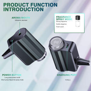 Long Battery Life Car Vent Clip <b>Diffuser</b> Waterless Ultrasonic smart car perfume diffuser10ml Eco-Friendly with <b>LED</b> light - Product Image 2