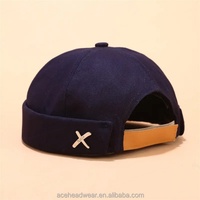 Collrown Men Landlord Hat,Brimless 6 Peanel Cotton Cap, Gorra de béisbol vintage sin visera