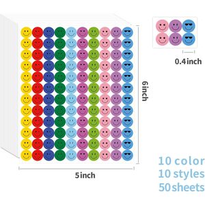 Pegatinas de Caras Sonrientes, Pegatinas Decorativas de Papel Coloridas Redondas de 3/8 de Pulgada para Tabla de Recompensas Escolares - Product Image 2