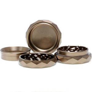 Hot Sell 4 Layer <strong>Trapezoid</strong> Herb Grinder With Gold Color