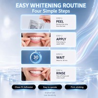 Bandes blanchissantes pour les dents avec logo personnalisé, emballage OEM ODM, marque privée, blanchiment puissant avec 6% de peroxyde d'hydrogène, emballage individuel portable pour les voyages