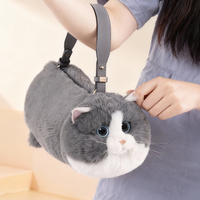 Sac à Cosmétiques Portable Grande Capacité en Peluche Douce Effet Chat, Rembourré en Coton PP, Sac à Bandoulière – Vente Directe Usine