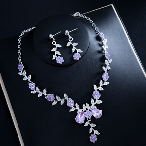 2025 для Amazon, Женский комплект из трех предметов, свадебное ожерелье со стразами и кристаллами, серьги, в основном сплав, Прямая поставка с завода - Product Image 5