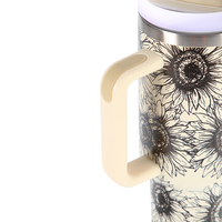 Logo personnalisé gravé au laser en acier inoxydable grande tasse de voiture de voyage impression tournesol 40oz gobelet avec poignée