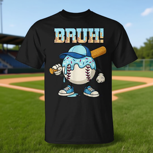 Maglietta per bambini Bruh Ice Cream Baseball Drip a maniche corte con stampa digitale, girocollo, per sport e giochi, stile meme - Product Image 2