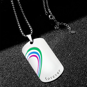 Stainless Steel <b>Couple</b> Heart Pendant <b>Necklace</b> Rainbow Love Together Forever Jewelry Set Gift for Lovers - Product Image 3