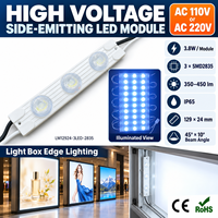Module LED d'éclairage latéral 3,8W AC 110V ou 220V IP65 avec lentille, module LED pour boîte lumineuse double face 350-450lm 129x24mm