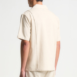 Camicie da uomo personalizzabili in cotone e lino a <span class=keywords><strong>maniche</strong></span> <span class=keywords><strong>corte</strong></span> traspiranti - Product Image 3