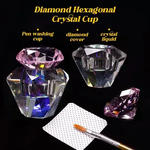 High-end Diamond-shaped Dappen Dish Glass Transparent Crystal Nail Dappen Dish Rainbow For Monomer Liquid