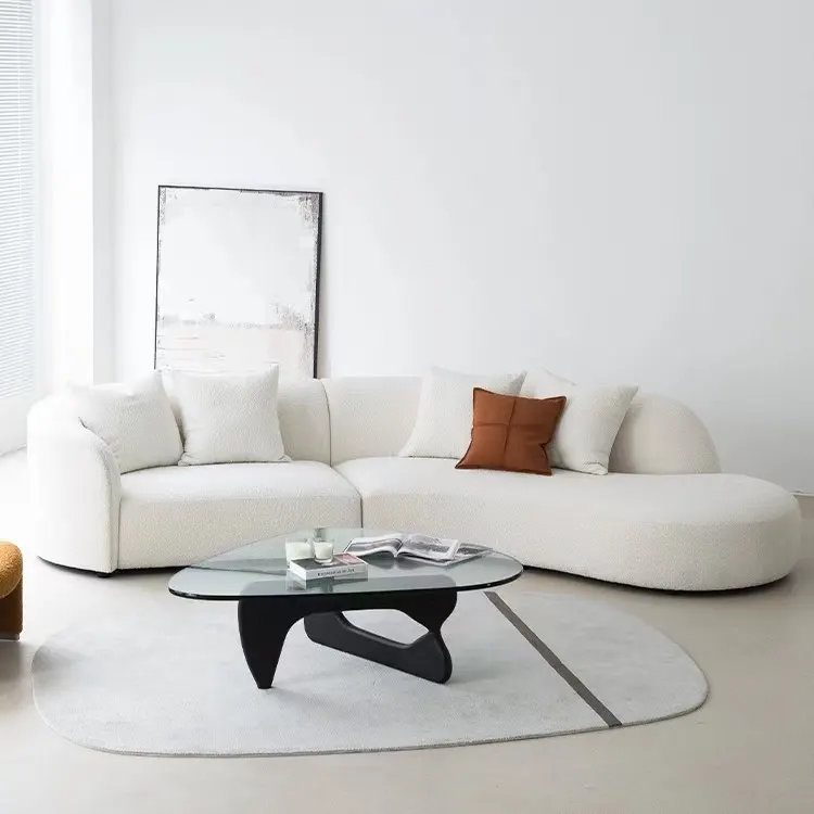 Personalizar Sofá De Tecido Redonda Sala De Estar Sofá Branco Conjunto Novo Design Curvo 6 Assento Sofá Grande
