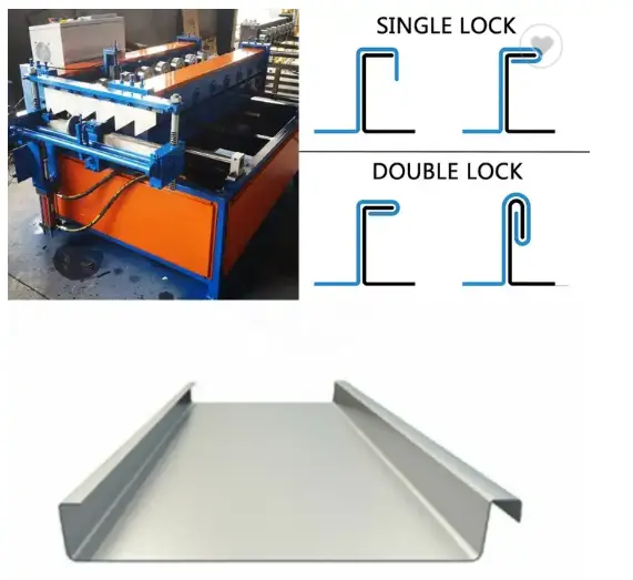 Máquina formadora de rollos de panel de techo de metal, costura de pie portátil, fácil de operar