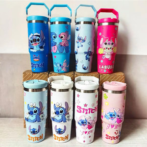 40oz Stitch Cartoon Tumbler Stainless Steel Vacuum <b>Flask</b> Water Bottle Insulated Cup with Handle Lid Straw - Product Image 5
