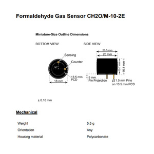 เซ็นเซอร์ตรวจจับก๊าซฟอร์มาลดีไฮด์ Membrapor รุ่น CH2O/M-10-2E 0-10 ppm แบบอิเล็กโทรเคมี สำหรับเครื่องตรวจสอบคุณภาพอากาศ - Product Image 4