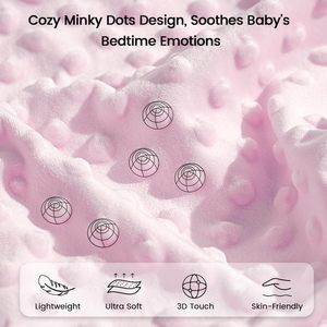 <span class=keywords><strong>Couverture</strong></span> bébé double couche en fausse fourrure tricotée ultra douce Minky 40x50 pouces, motif géométrique, pour filles et garçons, avec dos à pois, jeté de <span class=keywords><strong>lit</strong></span> pour nouveau-né - Product Image 3