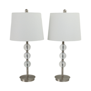 Lampade da Tavolo Moderne con Base a Sfera in Vetro e Paralumi Decorativi in Tessuto per Camera da Letto e Soggiorno - Product Image 1