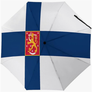 Parapluie pliant entièrement automatique de haute qualité, série à motif drapeau du pays, thème <span class=keywords><strong>Finlande</strong></span>, partenaire de <span class=keywords><strong>voyage</strong></span> fiable et agréable - Product Image 6