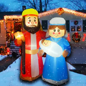 6ft نفخ عيسى الأسرة ياردة الزينة عيد الميلاد مع أضواء ليد لوازم الحفلات