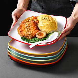 Platos Rectangulares de Melamina de 12 Pulgadas, Color Sólido, Diseño Moderno para Uso Comercial, Platos para Restaurantes de Comida Rápida - Product Image 1