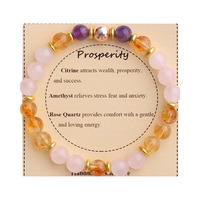 Bracelet unisexe tendance chrétien en pierres précieuses naturelles : Citrine, Quartz Rose, Améthyste – Équilibre, Protection, Guérison – Cadeau