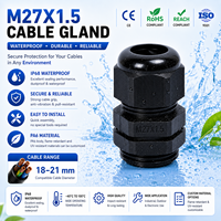 Prensaestopas de nailon M27 IP68 a prueba de agua y polvo para cables de 18-21 mm, duradero, para uso industrial de alto/bajo voltaje, compatible con OEM