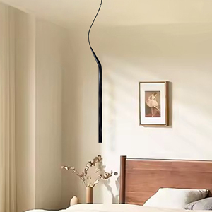<span class=keywords><strong>Suspension</strong></span> LED moderne minimaliste en métal <span class=keywords><strong>noir</strong></span> pour chambre et salle à manger, lampe suspendue créative à tubes simples – Vente en gros - Product Image 4