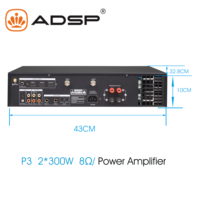 Système de sonorisation professionnel amplificateur de Microphone 3-en-1 multifonction DSP numérique avant scène réverbérateur 2*300W métal pour