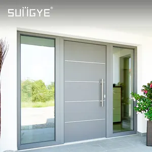 Puerta pivotante de acero inoxidable para entrada principal frontal de villa moderna Puertas delanteras pivotantes de aluminio para entrada exterior