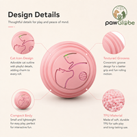 Balle interactive intelligente pour animaux de compagnie, design réaliste de dessin animé, 50x66mm, TPU, avec 3 modes de vibration, LED clignotante, mouvement irrégulier, jusqu'à 4 heures de jeu