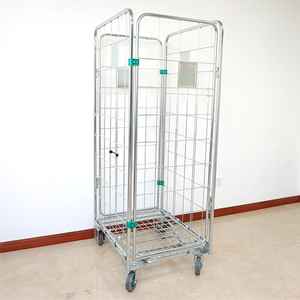 4 पक्षों फोल्डेबल स्टील वायर जाली रोलिंग ट्रॉली पिंजरे रोल कंटेनर कंटेनर कंटेनर कंटेनर, रसद कार्गो परिवहन के लिए 500 किलोग्राम भार क्षमता के साथ - Product Image 1