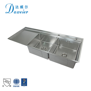 Fourniture Directe d'usine Double Bol Gris Clair À La <span class=keywords><strong>Main</strong></span> <span class=keywords><strong>Sous</strong></span> <span class=keywords><strong>le</strong></span> Comptoir Évier de Cuisine - Product Image 6