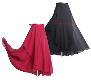 Ecowalson Jupes de danse de ballet pour adultes et femmes Jupes de danse longues en mousseline de soie Robe de ballet souple lyrique Costumes de danse translucides - Product Image 1