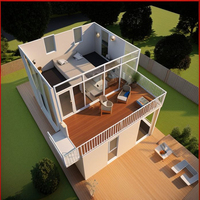 Casa Prefabricada Modular Desmontable de Dos Pisos, Casas Contenedor Prefabricadas de Bajo Costo con Instalación Rápida