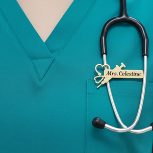 Broche personnalisée <span class=keywords><strong>en</strong></span> acier inoxydable avec plaque gravée, étiquettes pour médecins, infirmières, dentistes, badge médical, symbole caducée, breloque - Product Image 2