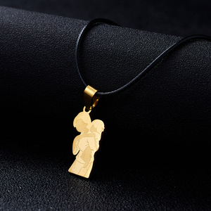 Collar con colgante <span class=keywords><strong>de</strong></span> acero inoxidable para el Día <span class=keywords><strong>de</strong></span> Acción <span class=keywords><strong>de</strong></span> Gracias para madre, <span class=keywords><strong>cadena</strong></span> <span class=keywords><strong>de</strong></span> cuero para madre, padre, bebé, mujer, esposa, madre, familia - Product Image 2