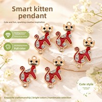 Pendentif/Charme DIY exquis en alliage, motif chat incrusté de diamants effet goutte d'huile, accessoires de bijouterie pour foulards féminins, vente directe