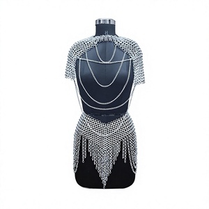 Gilet d'armure en maille d'acier inoxydable plaqué argent, pièce de costume de guerrier irrégulière et tendance pour femme, artisanat métallique - Product Image 4
