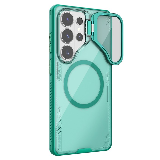 NILLKIN Iceblade CamProp for Samsung Galaxy S26 Ultra Magnetic Case Clear Lens Lid Kickstand PC TPU Phone Cover - Green