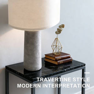 Stone <b>Table</b> <b>Lamp</b> Beige Shade E27 <b>Base</b> Scandinavian Design LED Light Source Switch Control - Product Image 2