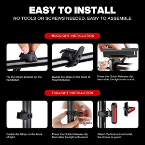 USB Có Thể Sạc Lại Xe Đạp Ánh Sáng Thiết Lập Xe Đạp Phía Trước Đèn Pha Đèn Hậu Xe Đạp Leo Núi Phía Trước Ánh Sáng Đầu Đèn <span class=keywords><strong>Torch</strong></span> Pin Cung Cấp Điện - Product Image 3