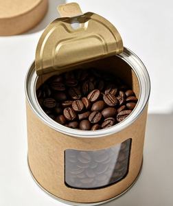 Custom Logo Cylindrical <b>Paper</b> Tube with Window for Coffee Beans, Craft <b>Paper</b> <b>Packaging</b>, Gold Foil Printing, Recyclable Design - Product Image 3