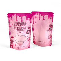 Bolsa Ecológica Reciclable para Dulces de Fresa, Bolsa Rosa con Ventana en Forma de Corazón para Empaque de Regalo de Gomitas Premium