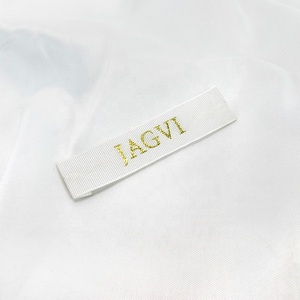 Etichetta damascata per abbigliamento personalizzato etichette in tessuto bianco etichetta indumento per borsa <span class=keywords><strong>scarpe</strong></span> in poliestere autoadesivo cucire su etichette intrecciate - Product Image 2