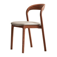 Chaise de salle à manger en bois massif style Wabi-Sabi avec dossier en bois naturel et revêtement en cuir pour la maison, l'hôtel, le restaurant, le bar