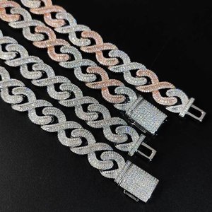 Bracelet à maillons en argent sterling 925 avec breloque diamant de créateur, bijou de luxe unisexe, élégant et étincelant, accessoire cadeau - Product Image 4